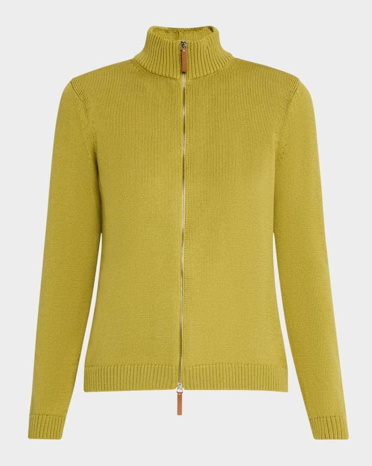 Cotton-Silk Tape Fitted Bomber Sweater by LAFAYETTE 148 NEW YORK