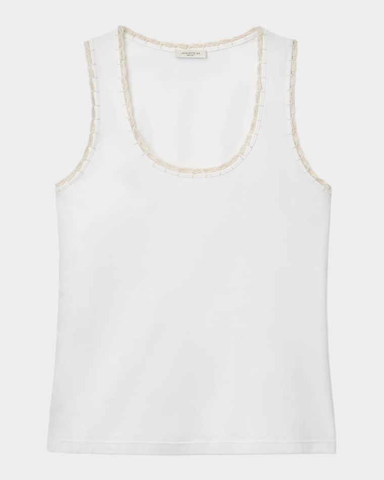 Crochet-Trim Cotton Rib Tank Top by LAFAYETTE 148 NEW YORK