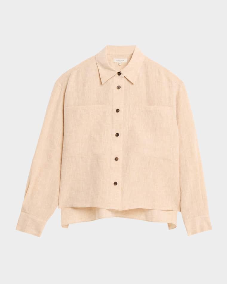 Cropped Organic Linen Boyfriend Shirt by LAFAYETTE 148 NEW YORK