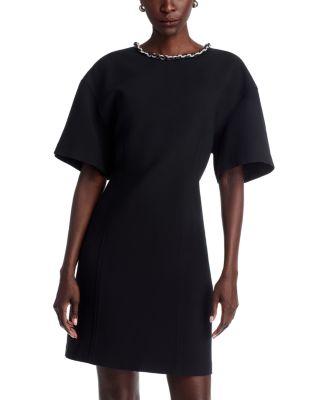 Detachable Crystal Necklace Dropped Shoulder Dress by LAFAYETTE 148 NEW YORK