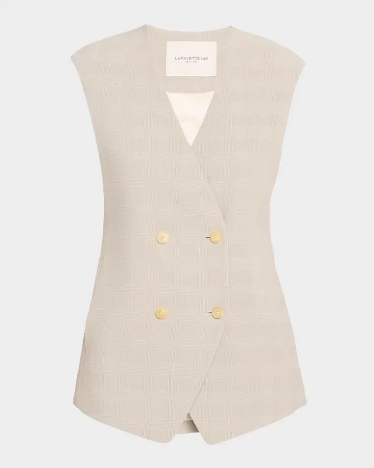 Double-Breasted Plaid Vest by LAFAYETTE 148 NEW YORK