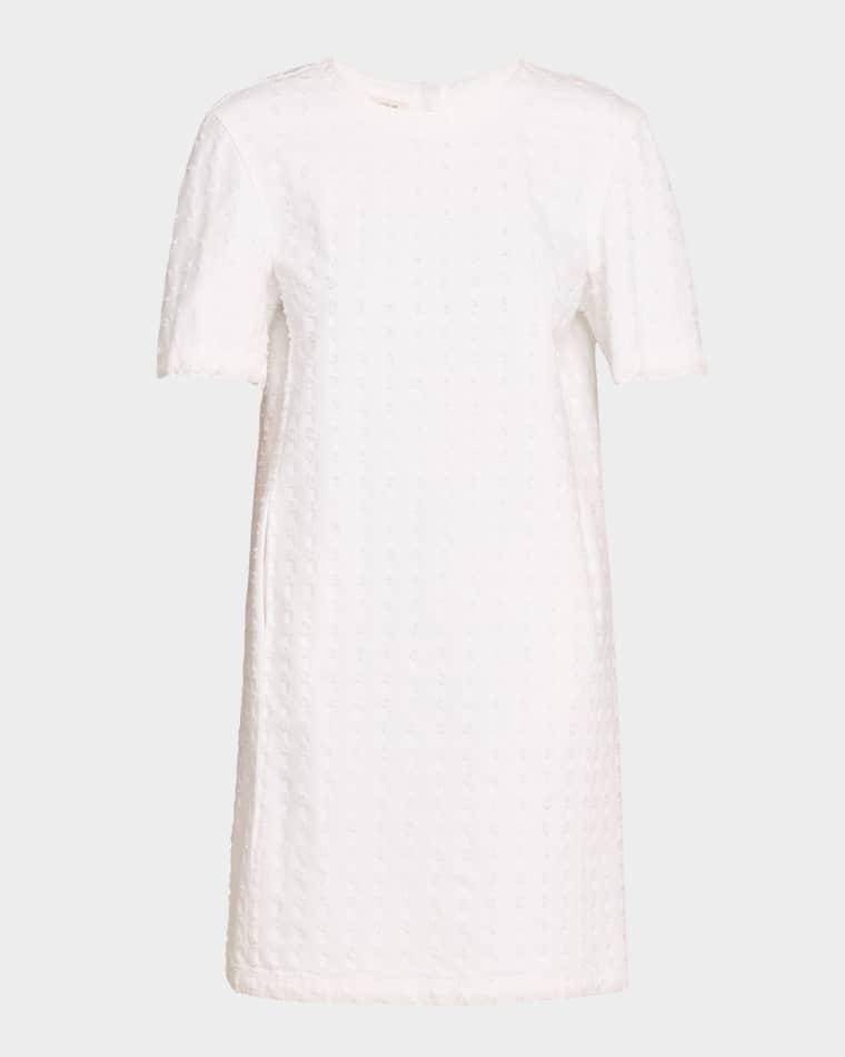 Embellished Cotton Denim Mini Shift Dress by LAFAYETTE 148 NEW YORK