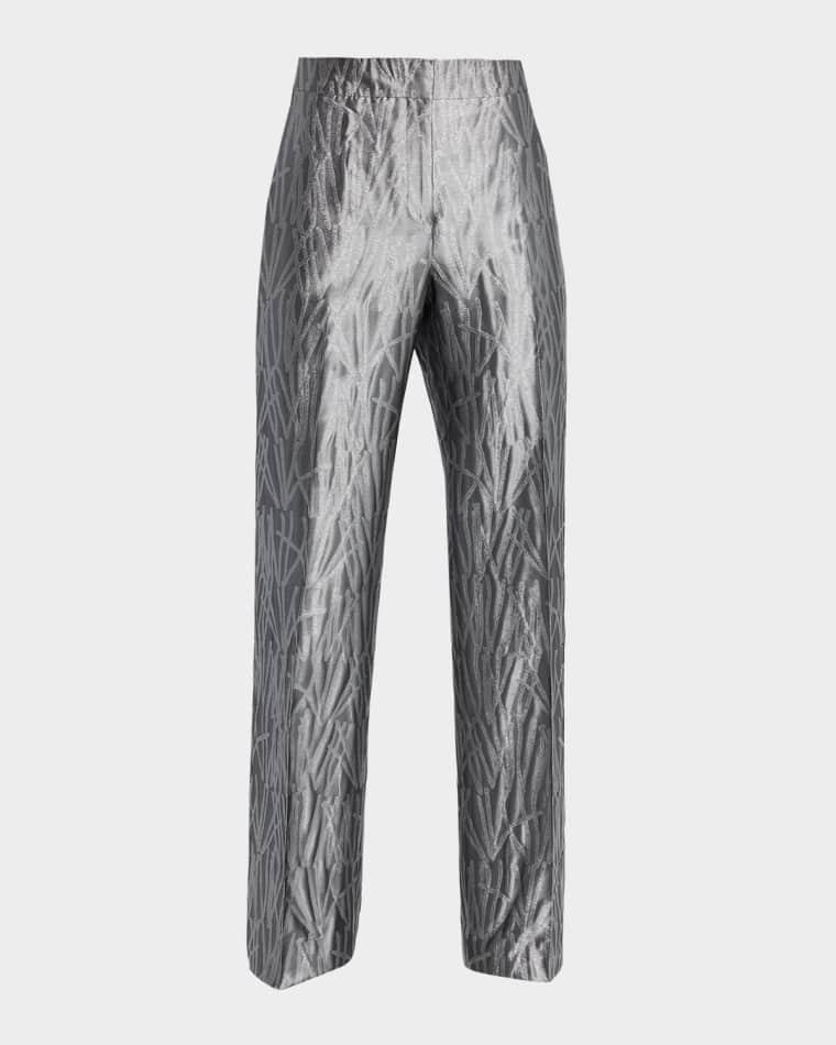 Gates Metallic Jacquard Straight-Leg Pants by LAFAYETTE 148 NEW YORK
