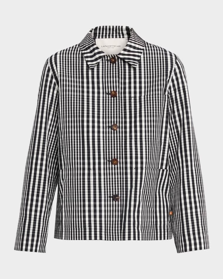 Gingham-Print Cotton Jacket by LAFAYETTE 148 NEW YORK