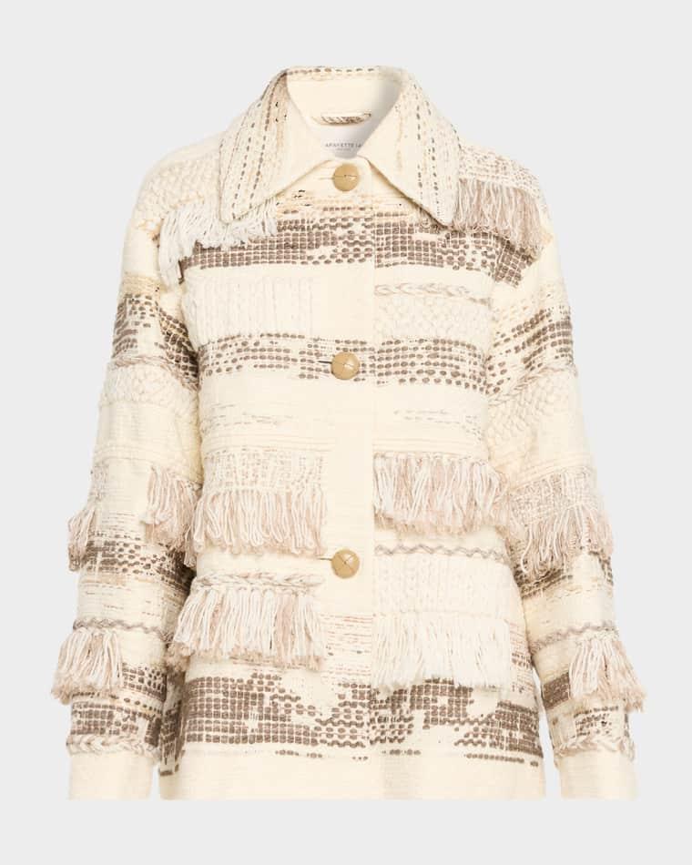 Interlace Jacquard & Handwoven Fringe Coat by LAFAYETTE 148 NEW YORK Interlace Jacquard & Handwoven Fringe Coat by LAFAYETTE 148 NEW YORK