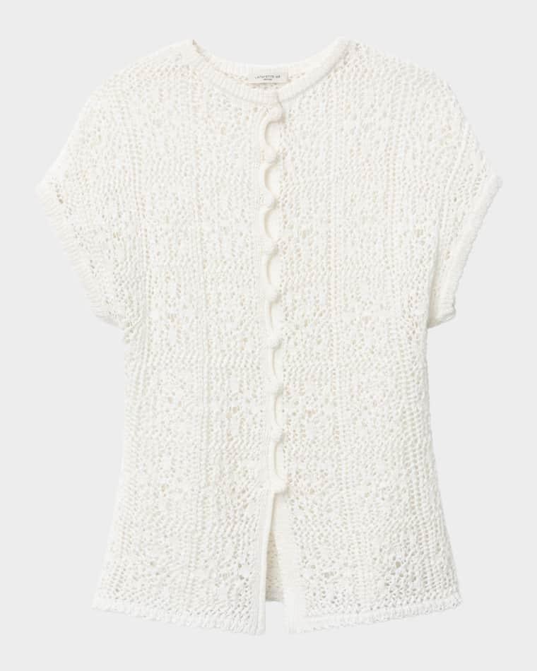 Lace-Stitch Cotton Knit Sweater by LAFAYETTE 148 NEW YORK
