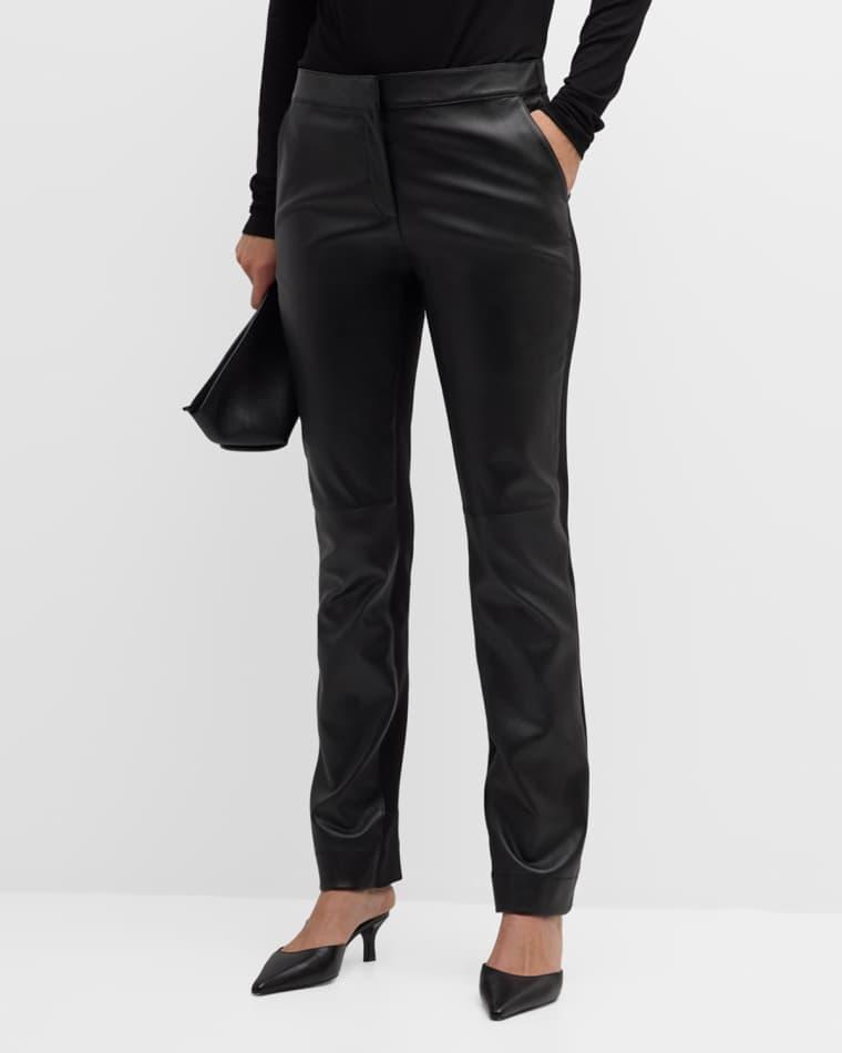 Leather and Acclaimed Stretch Cigarette Pants by LAFAYETTE 148 NEW YORK