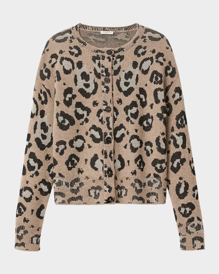Leopard Jacquard-Knit Cardigan by LAFAYETTE 148 NEW YORK