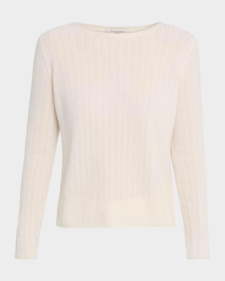 Mixed-Stitch Crewneck Sweater by LAFAYETTE 148 NEW YORK