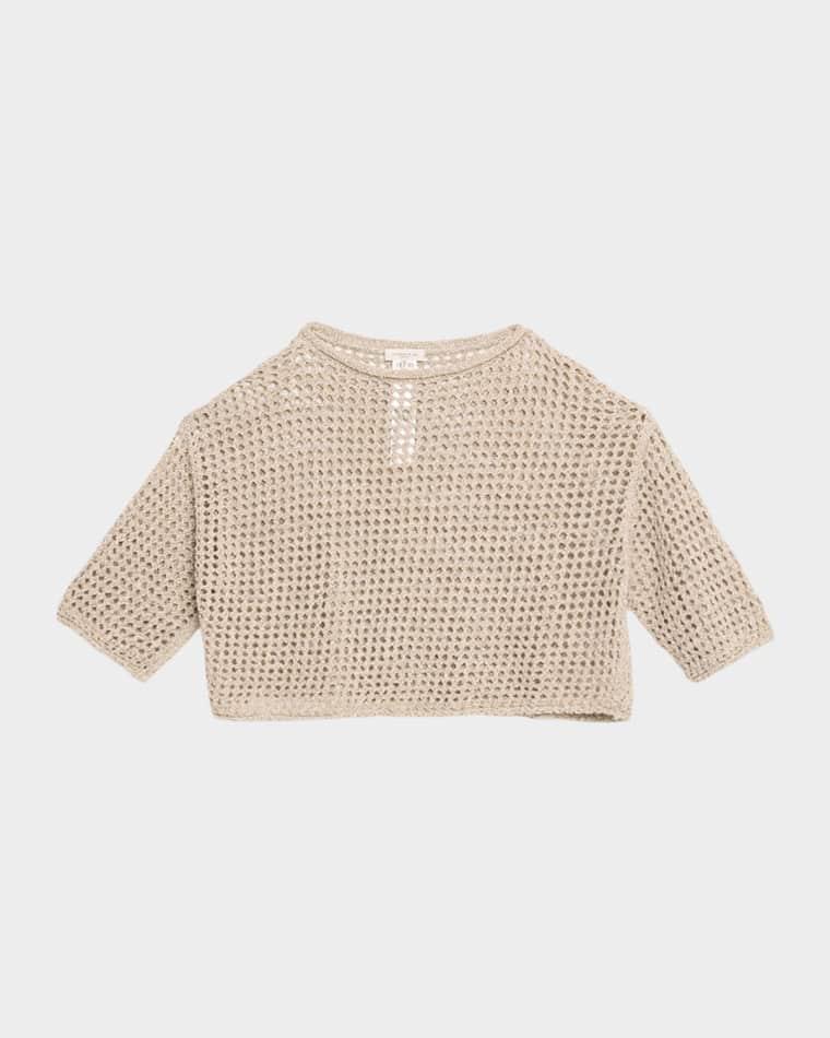 Oversized Open-Stitch Crop Sweater by LAFAYETTE 148 NEW YORK
