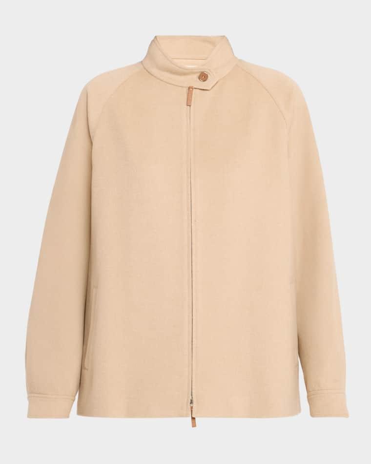 Oversized Zip-Front Camel Hair Jacket by LAFAYETTE 148 NEW YORK