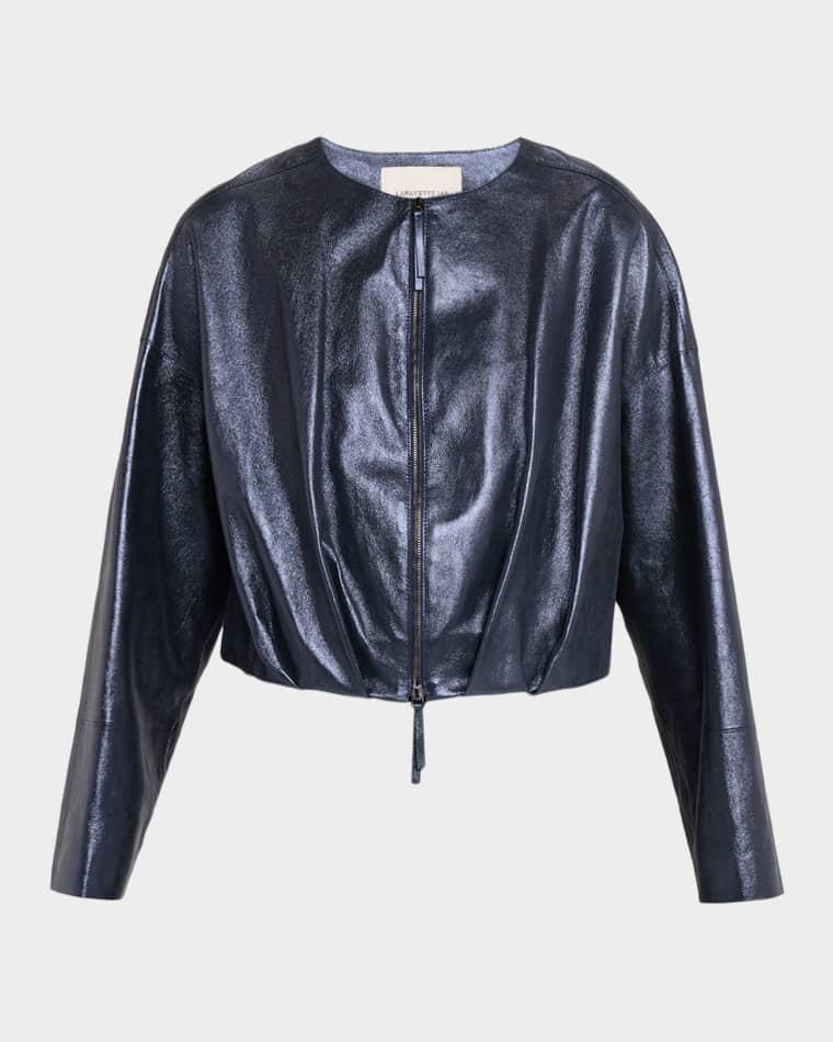 Pleated Metallic Suede Crop Jacket by LAFAYETTE 148 NEW YORK