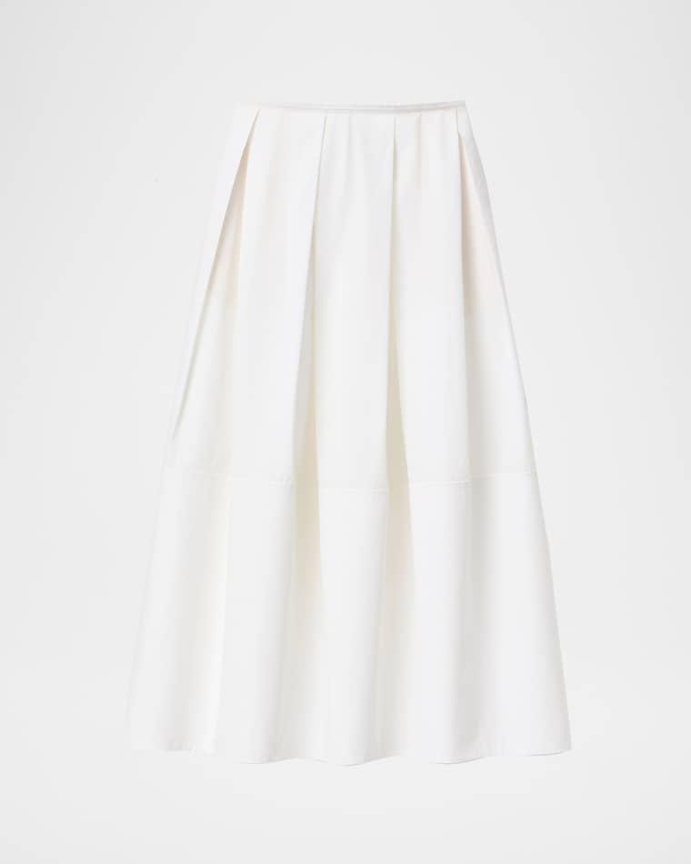 Pleated Organic Cotton Poplin Midi Skirt by LAFAYETTE 148 NEW YORK