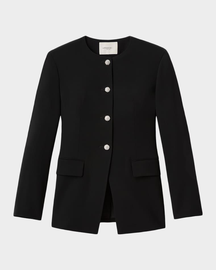 Rhinestone-Button Finesse Crepe Jacket by LAFAYETTE 148 NEW YORK
