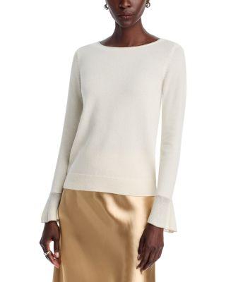 Ruffle Trim Bateau Neck Sweater by LAFAYETTE 148 NEW YORK