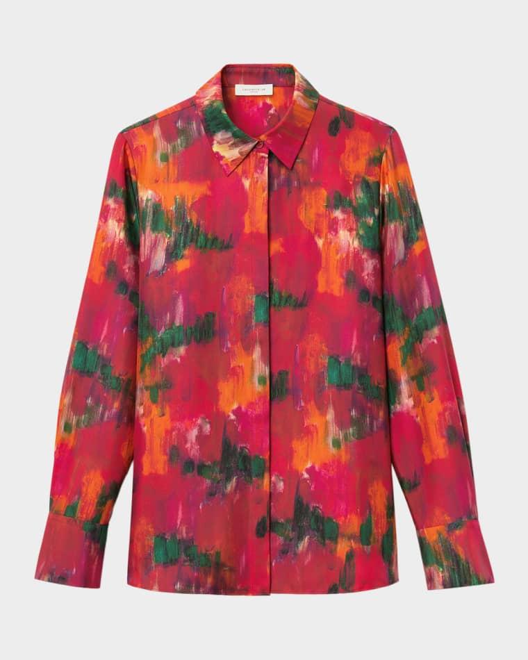 Scottie Blossom-Print Silk Twill Blouse by LAFAYETTE 148 NEW YORK