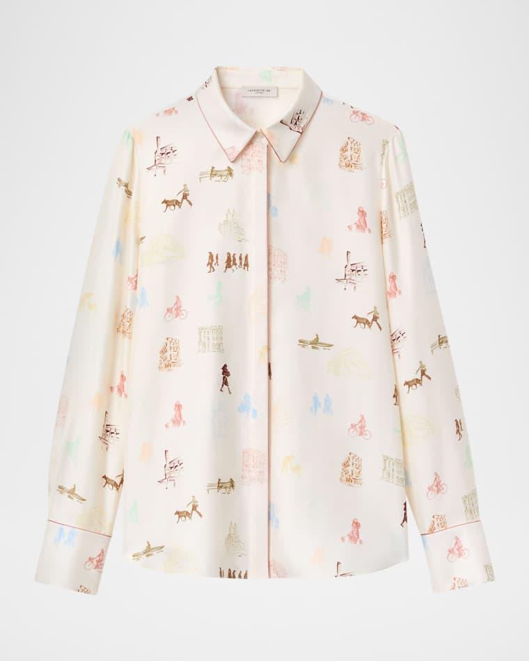 Scottie Manhattan-Print Silk Twill Blouse by LAFAYETTE 148 NEW YORK