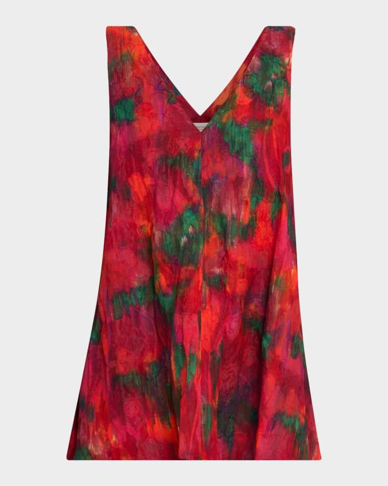 Sleeveless Abstract-Print Cotton Blouse by LAFAYETTE 148 NEW YORK