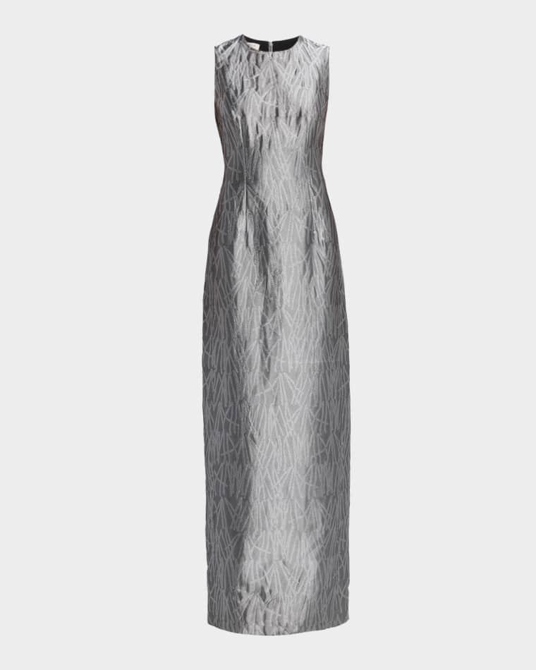 Sleeveless Metallic Jacquard Column Gown by LAFAYETTE 148 NEW YORK