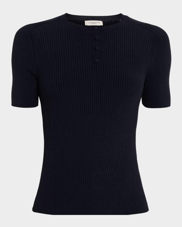 Slim-Fit Rib Knit Cotton Sweater by LAFAYETTE 148 NEW YORK