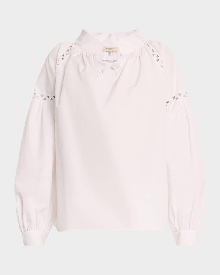Soutache-Inset Cotton Poplin Shirt by LAFAYETTE 148 NEW YORK