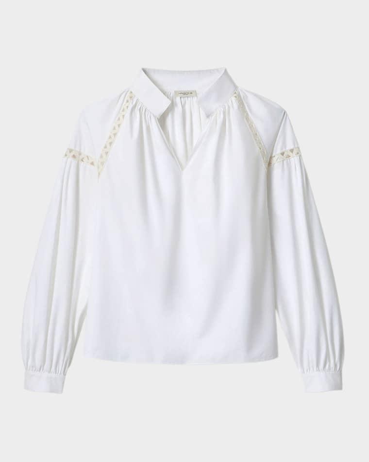 Soutache-Trim Organic Cotton Poplin Blouse by LAFAYETTE 148 NEW YORK