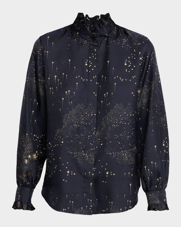 Star-Print Silk Twill Blouse by LAFAYETTE 148 NEW YORK