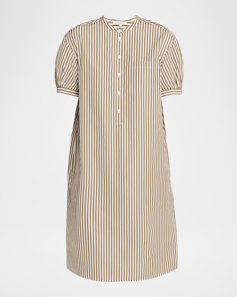 Striped Puff-Sleeve Shift Dress by LAFAYETTE 148 NEW YORK
