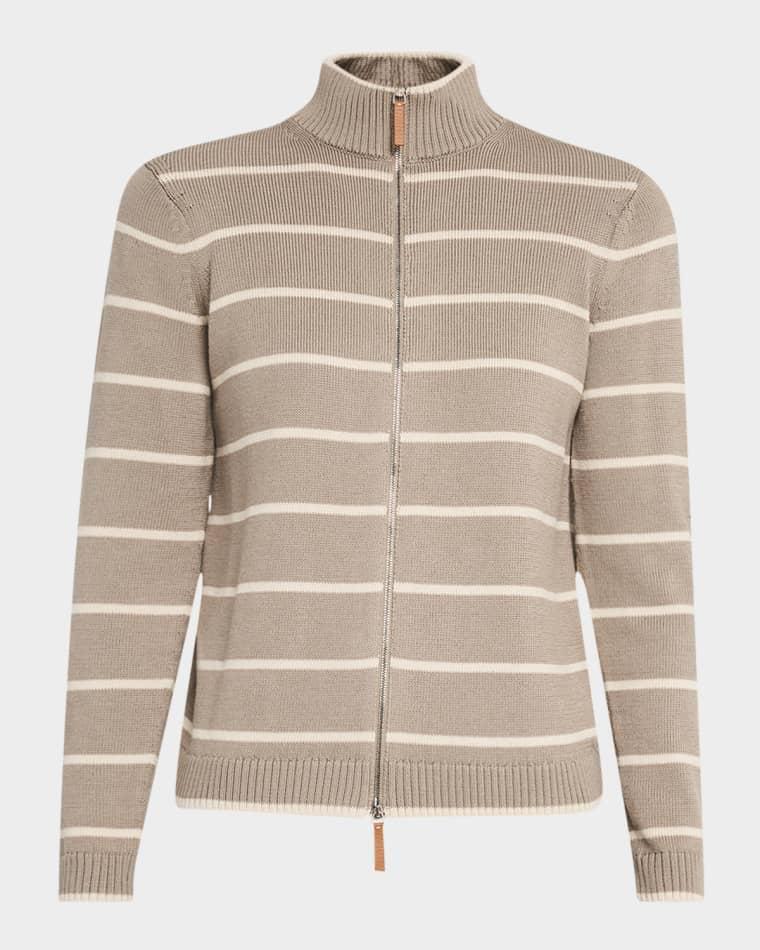 Striped Zip-Front Knit Jacket by LAFAYETTE 148 NEW YORK