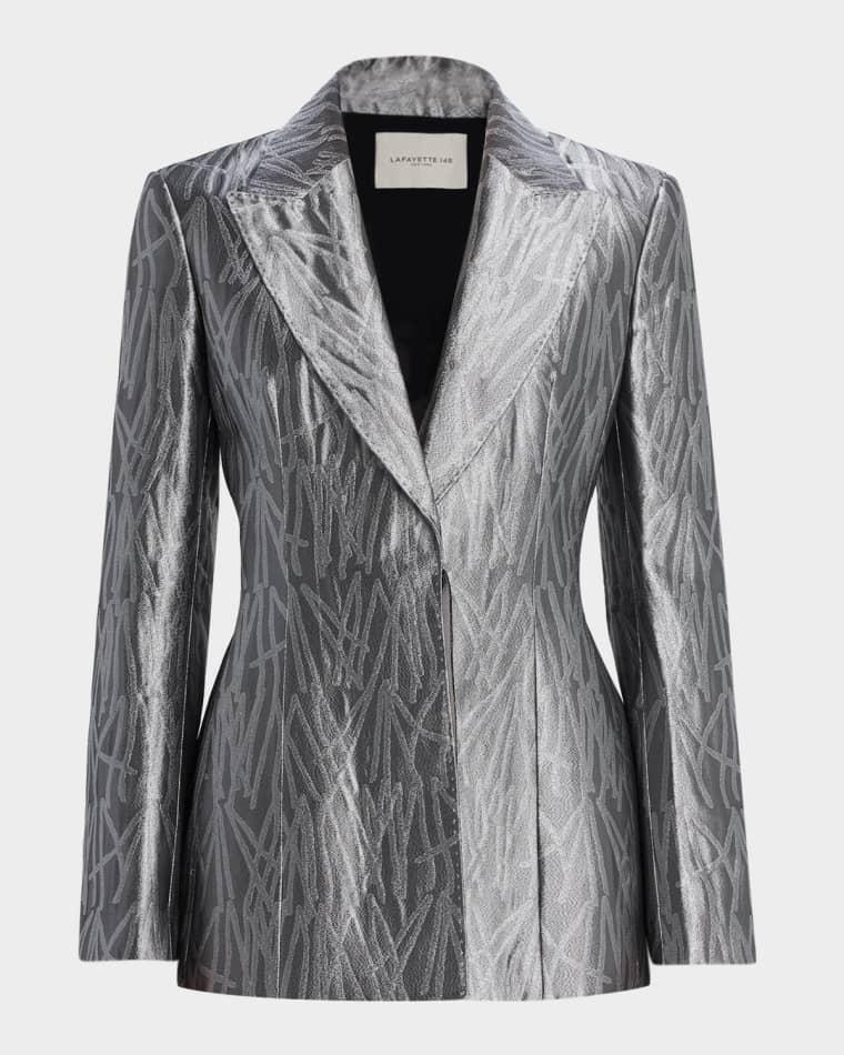 Tailored Peak-Lapel Metallic Jacquard Blazer by LAFAYETTE 148 NEW YORK