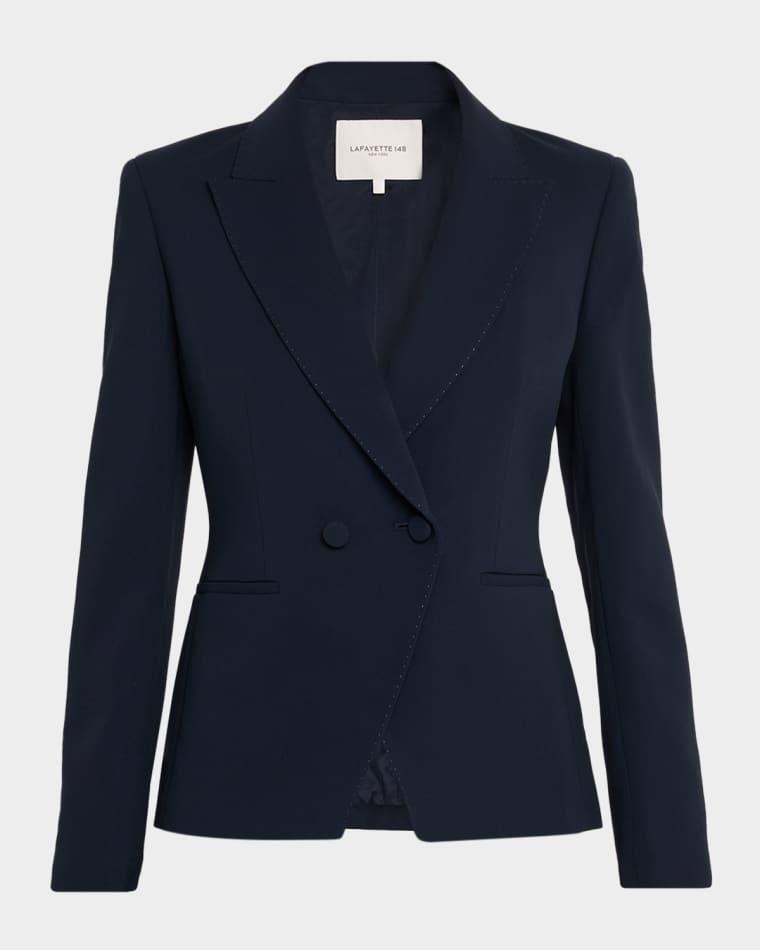 x The Morning Show Double-Breasted Pick Stitch Blazer by LAFAYETTE 148 NEW YORK