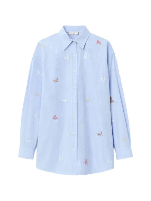striped embroidered shirt by LAFAYETTE 148