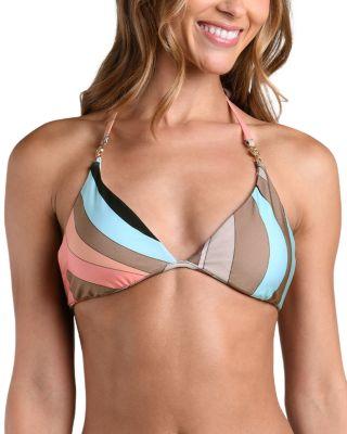 Abstract Swirl Annabelle Halter Bikini Top by L'AGENCE