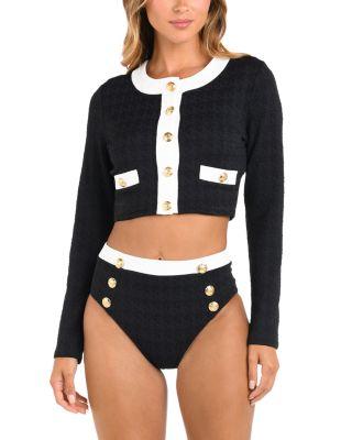 Adaline Color Blocked Swim Cover-Up Cardigan & Coco Color Blocked Skirt Cover-Up by L'AGENCE