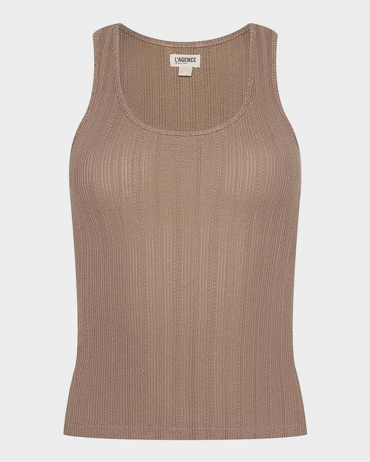 Adira Pointelle Scoop-Neck Tee by L'AGENCE