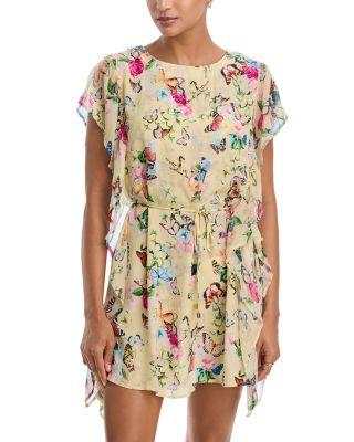 Alia Garden Butterflies Tunic Dress Swim Cover-Up by L'AGENCE