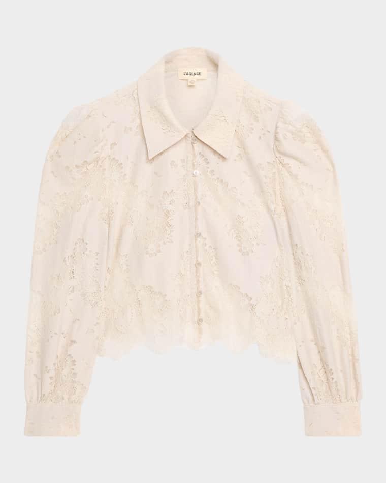 Anita Lace Button-Front Blouse by L'AGENCE