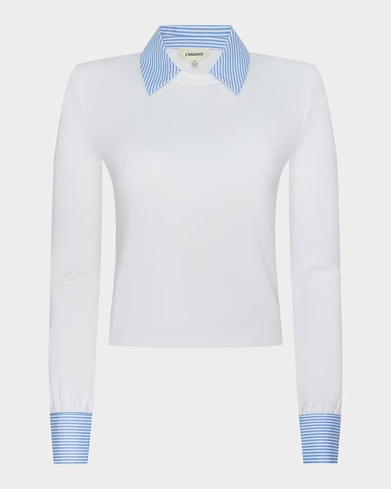 April Poplin Collar Pullover Top by L'AGENCE