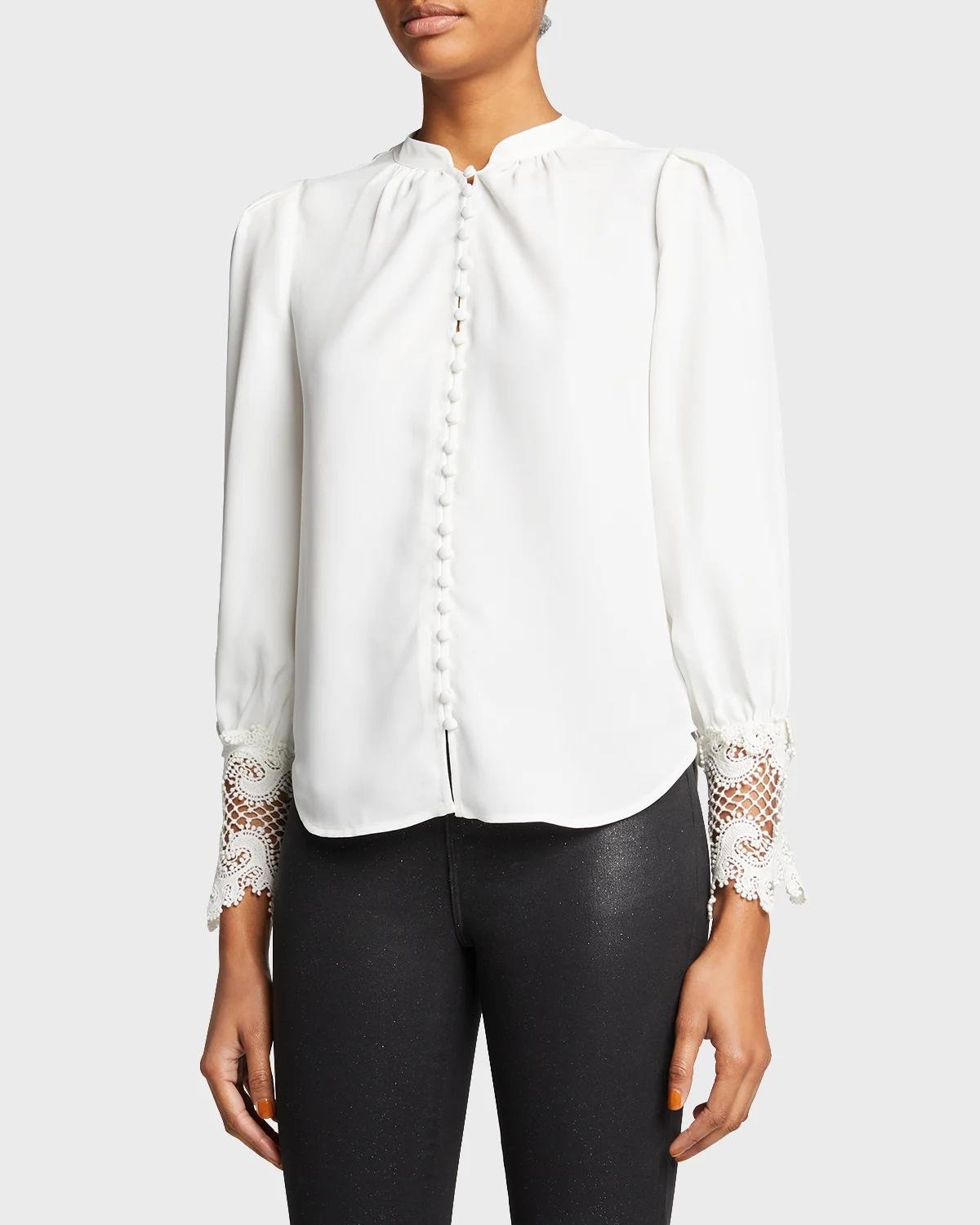 Ava Lace-Cuff Blouse by L'AGENCE
