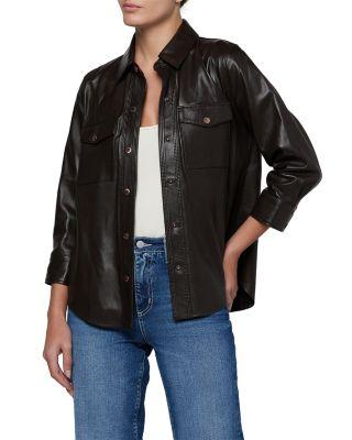 Avina Leather Button Front Blouse by L'AGENCE