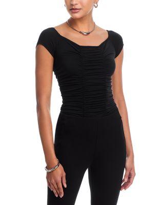 Baliegh Off Shoulder Ruched Bodysuit by L'AGENCE