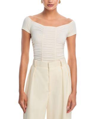 Baliegh Off Shoulder Ruched Bodysuit by L'AGENCE