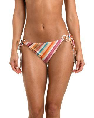 Britt Watercolor Stripe Side Tie Bikini Bottom by L'AGENCE
