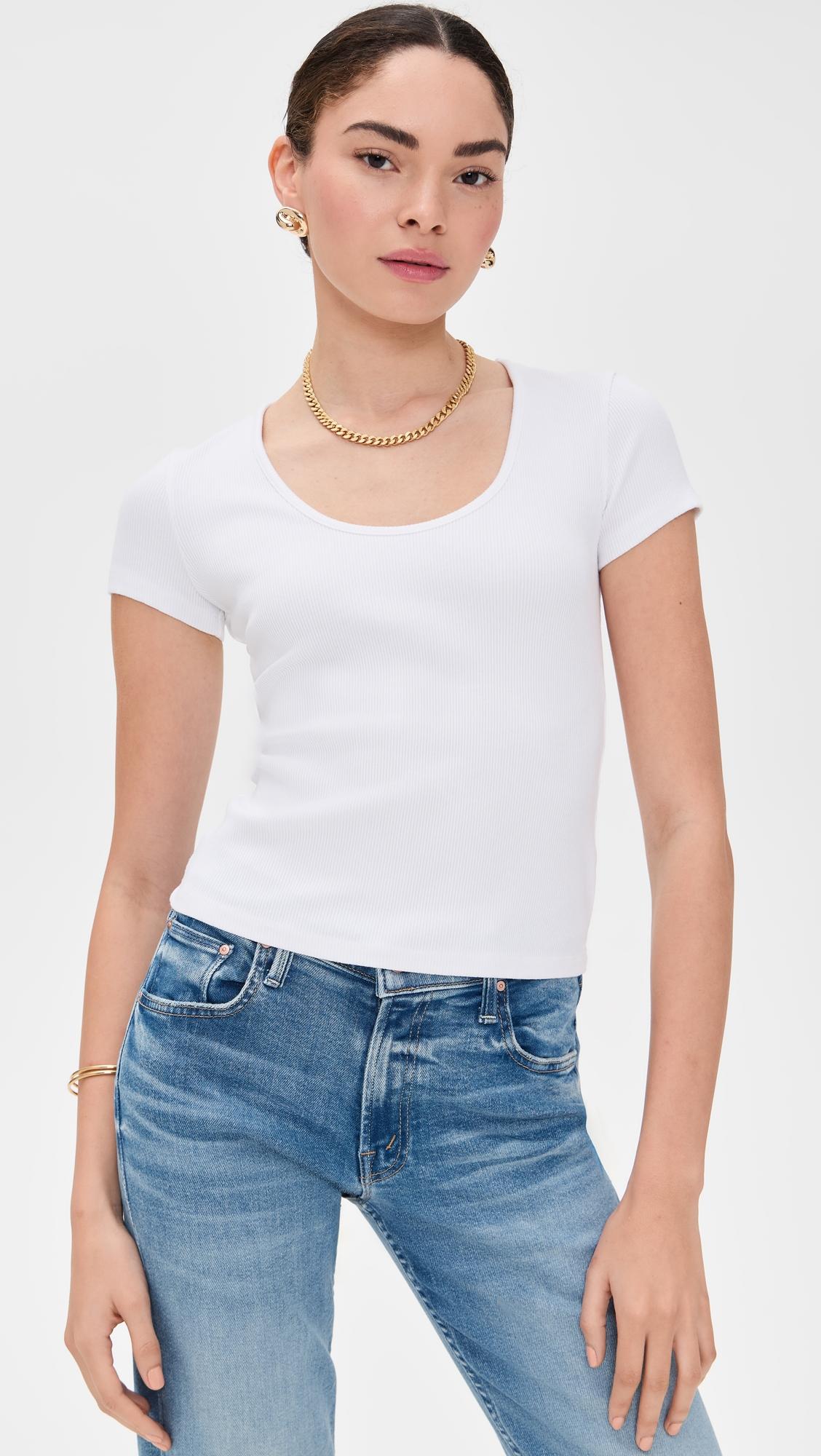 Brynlee Short Sleeve Scoop Neck Tee by L'AGENCE
