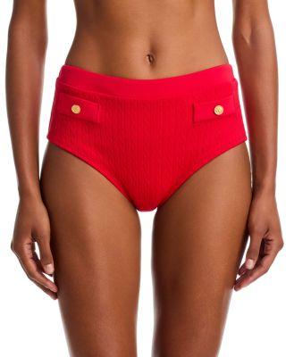 Cable Knit Solids Coronado Mid Rise Bikini Bottom by L'AGENCE