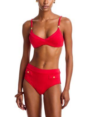 Cable Knit Solids Playa Top & Coronado Bikini Bottom by L'AGENCE