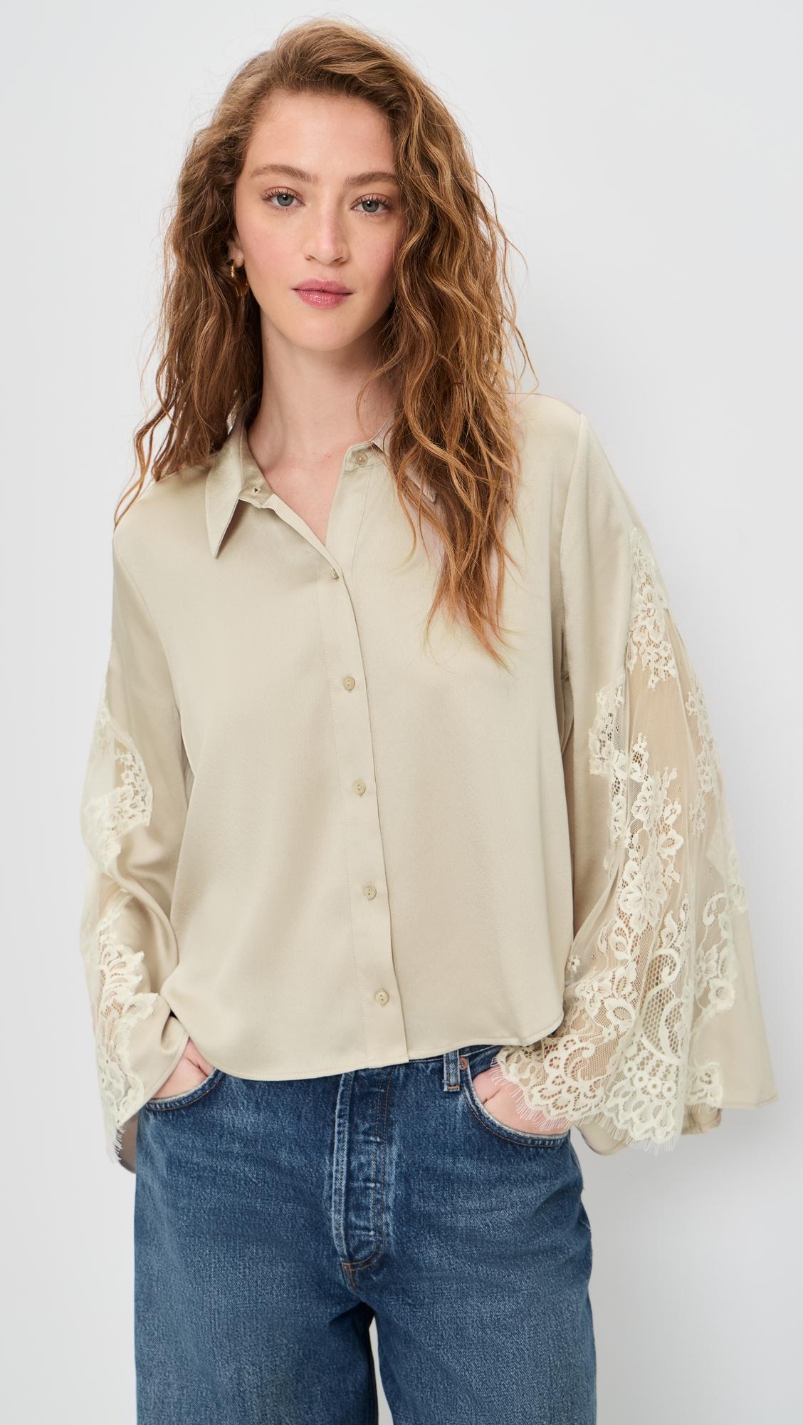 Capri Lace Sleeve Blouse by L'AGENCE