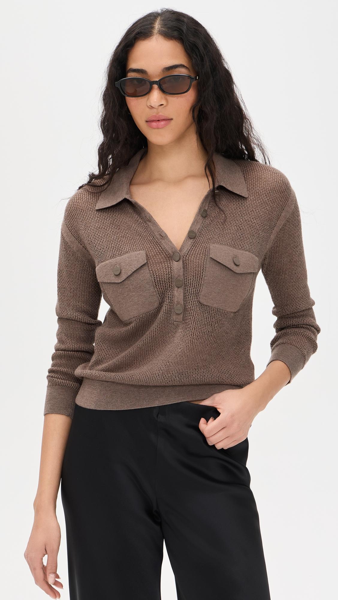 Carine Pointelle Collared Sweater by L'AGENCE