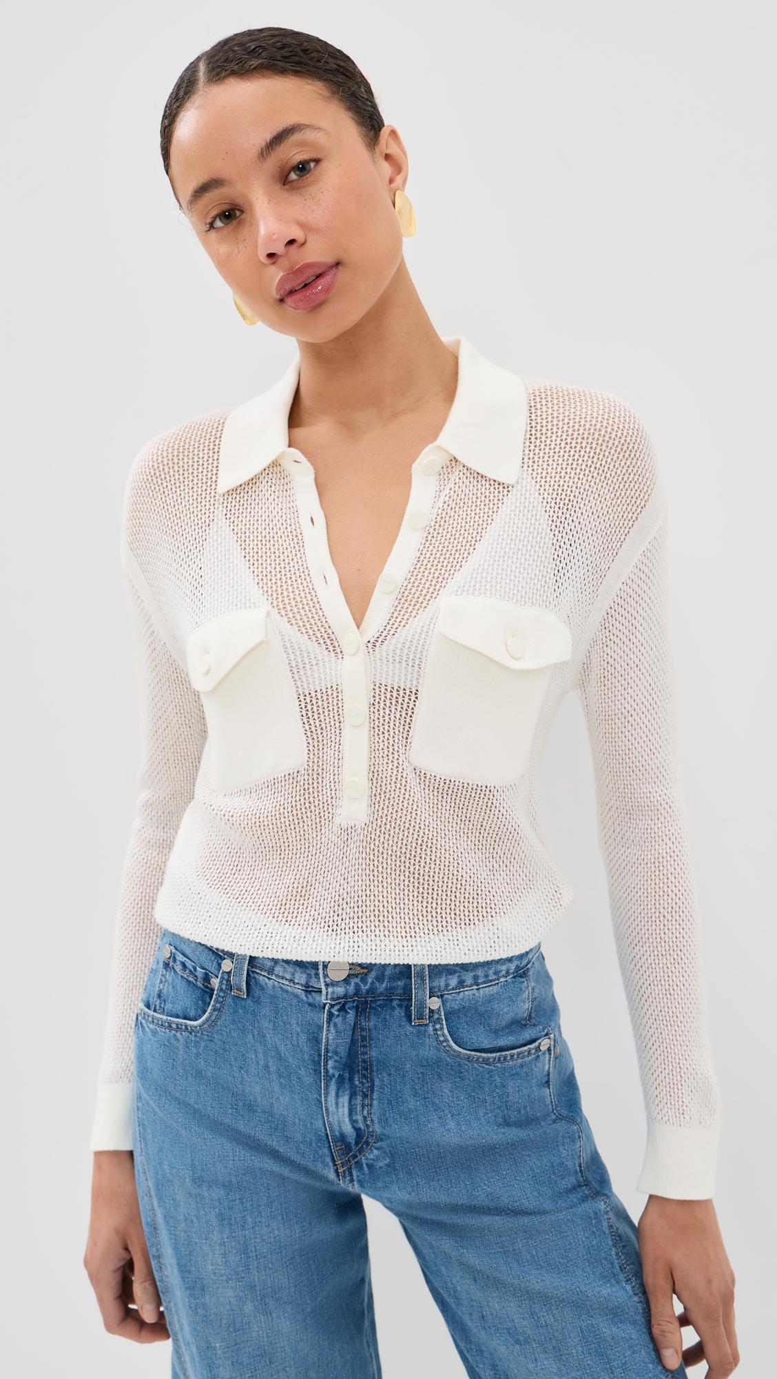Carine Pointelle Collared Sweater by L'AGENCE