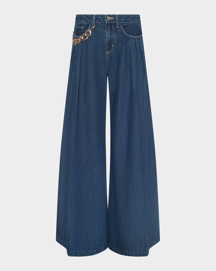 Chayse Pleated Wide-Leg Jeans by L'AGENCE